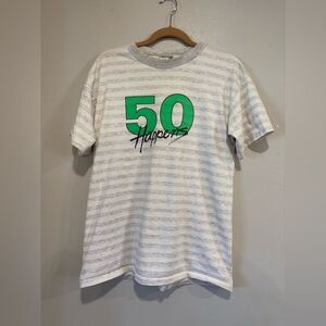Vintage 1990 “50 Happens” Graphic T-Shirt LA Loving Striped Retro Tee (M/L)